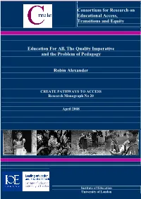 EFA, the Quality Imperative and the Problem of Pedagogy