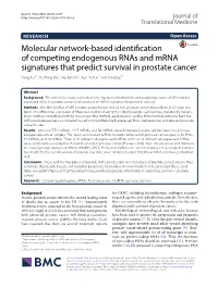 Molecular Network-Based Identification of Competing Endogenous Rnas and Mrna Signatures That Predict Survival in Prostate Cancer