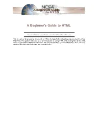 NCSA--A Beginner's Guide to HTML
