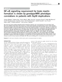 NF-Jb Signalling Requirement for Brain Myelin Formation Is Shown by Genotype/MRI Phenotype Correlations in Patients with Xq28 Duplications
