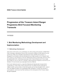Progression of the Treasure Island Ranger Programme Bird Focused Monitoring Transects