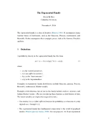 The Exponential Family 1 Definition