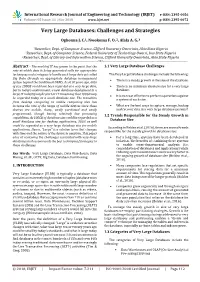 Very Large Databases: Challenges and Strategies