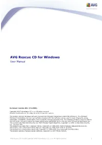 AVG Rescue CD for Windows User Manual