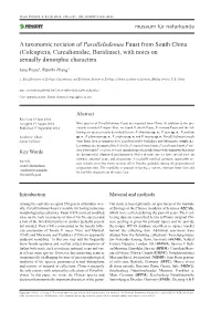 Coleoptera, Curculionidae, Baridinae), with Notes on Sexually Dimorphic Characters