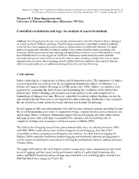 Controlled Vocabularies and Tags: an Analysis of Research Methods