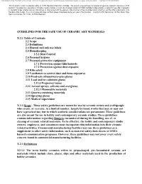 Guidelines for the Safe Use of Ceramic Art Materials X.2.1