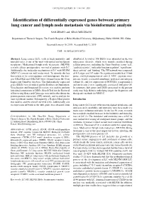 Identification of Differentially Expressed Genes Between Primary Lung Cancer and Lymph Node Metastasis Via Bioinformatic Analysis