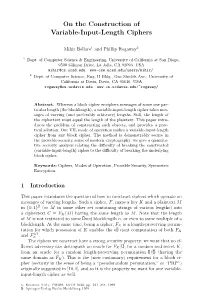 On the Construction of Variable-Input-Length Ciphers