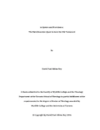 Scripture and Providence: the Hutchinsonian Quest to Save The