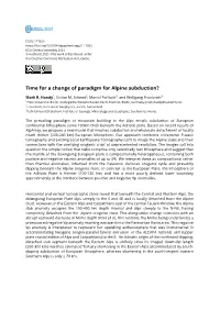 Time for a Change of Paradigm for Alpine Subduction?