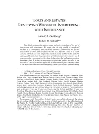 Torts and Estates: Remedying Wrongful Interference with Inheritance