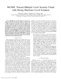 Toward Multiple Level Security Cloud with Strong Hardware Level Isolation