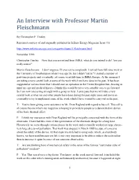 An Interview with Professor Martin Fleischmann