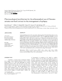 Clausena Anisata Root-Bark Extract in the Management of Epilepsy