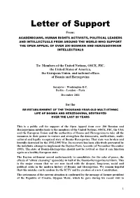 Letter of Support from Intellectuals Around the World Who Support The