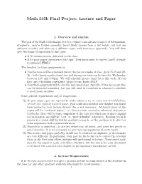 Math 535B Final Project: Lecture and Paper