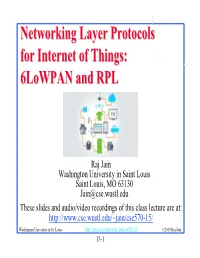 Networking Layer Protocols for Internet of Things: 6Lowpan And