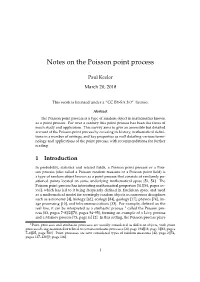 Notes on the Poisson Point Process