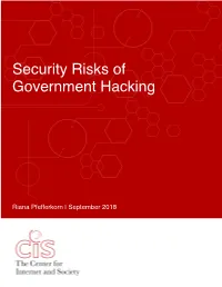 Security Risks of Government Hacking