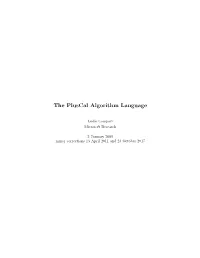 The Pluscal Algorithm Language