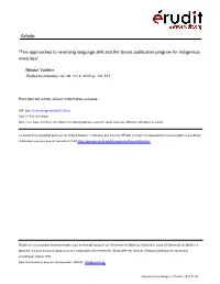 Two Approaches to Reversing Language Shift and the Soviet Publication Program for Indigenous Minorities"