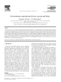 Electrochromic Materials and Devices: Present and Future Prakash R