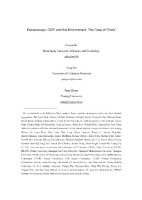 Expressways, GDP, and the Environment: the Case of China