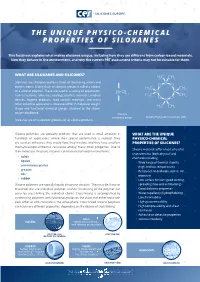 Fact Sheet 09/01/2019 the Unique Physico-Chemical Properties Of