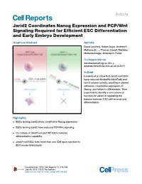Jarid2 Coordinates Nanog Expression and PCP/Wnt Signaling Required for Efficient ESC Differentiation and Early Embryo Developmen