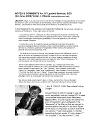 NOTES & COMMENTS for JF Lyotard Seminar, EGS (For June, 2008)