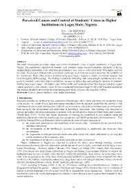 Perceived Causes and Control of Students' Crises in Higher