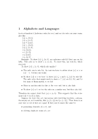 1 Alphabets and Languages