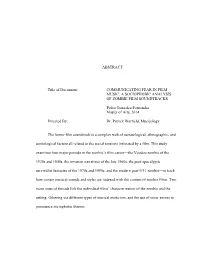 ABSTRACT Title of Document: COMMUNICATING FEAR in FILM