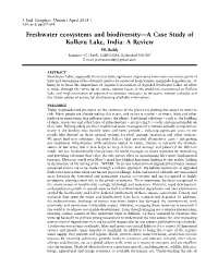Freshwater Ecosystems and Biodiversity—A Case Study Of