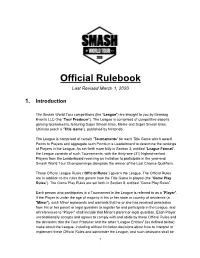 Official Rulebook Last Revised March 1, 2020