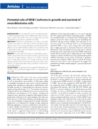 Potential Role of WSB1 Isoforms in Growth and Survival of Neuroblastoma Cells