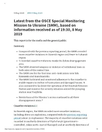 SMM), Based on Information Received As of 19:30, 8 May 2019 | OSCE