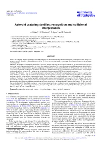 Asteroid Cratering Families: Recognition and Collisional Interpretation A