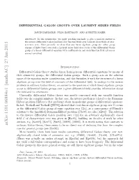 Differential Galois Groups Over Laurent Series Fields