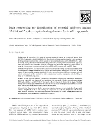 Drug Repurposing for Identification of Potential Inhibitors Against SARS-Cov-2 Spike Receptor-Binding Domain: an in Silico Approach
