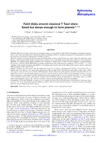 Faint Disks Around Classical T Tauri Stars: Small but Dense Enough to Form Planets�,