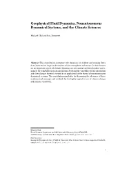 Geophysical Fluid Dynamics, Nonautonomous Dynamical Systems, and the Climate Sciences