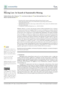Mining Law: in Search of Sustainable Mining