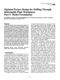 Optimal Fixture Design for Drilling Through Deformable Plate Workpieces Part I: Model Formulation