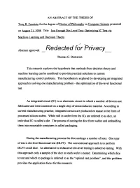 Optimizing IC Test Via Machine Learning and Decision Theory