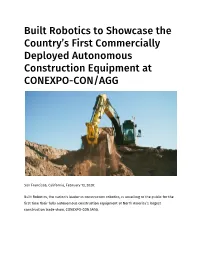 Built Robotics to Showcase the Country's First
