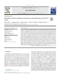 Dislocation-Based Modeling of Long-Term Creep Behaviors of Grade 91 Steels