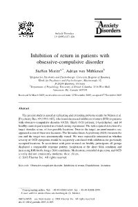 Inhibition of Return in Patients with Obsessive-Compulsive Disorder