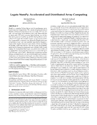 Legate Numpy: Accelerated and Distributed Array Computing
